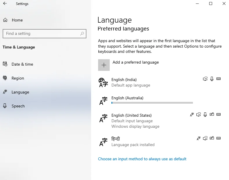 A nyelvi beállítások megváltoztatása a Windows 10 rendszerben