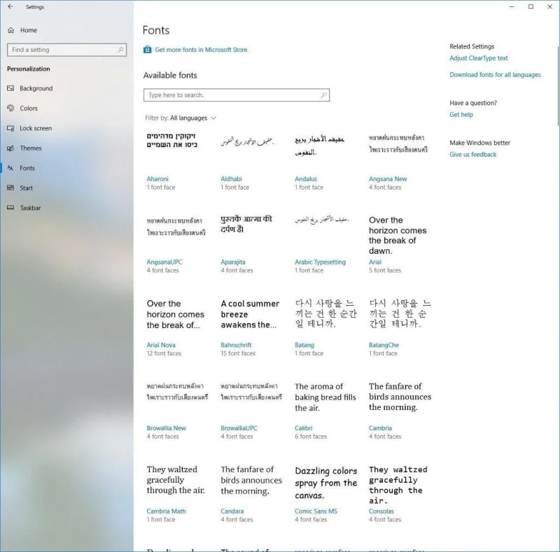 Як використовувати нові параметри шрифту Windows 10