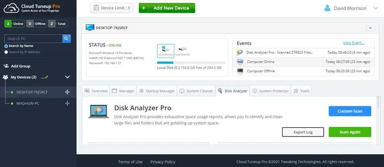 Как да управлявате консумацията на дисково пространство с Cloud Tuneup Pro