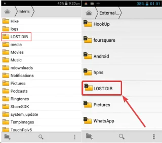 Как да възстановите файлове от папка LOST.DIR на Android?