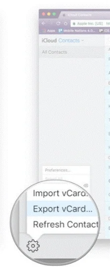 Veiksmai, kaip sukurti atsarginę kontaktų kopiją „Mac“.