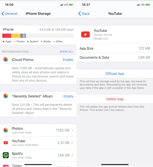 Úložiště iPhone plné?  Jak uvolnit místo na iPhone