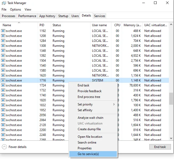Виправлення - Svchost.Exe Високе використання ЦП у Windows 10