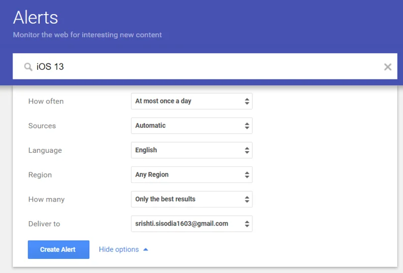 Βήματα για τη ρύθμιση των Ειδοποιήσεων Google για συγκεκριμένα θέματα
