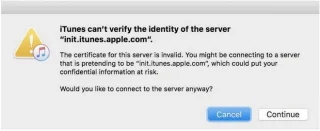 iTunes kan inte verifiera serverns identitet (fast)