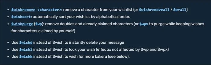 Mudae Wish Commands