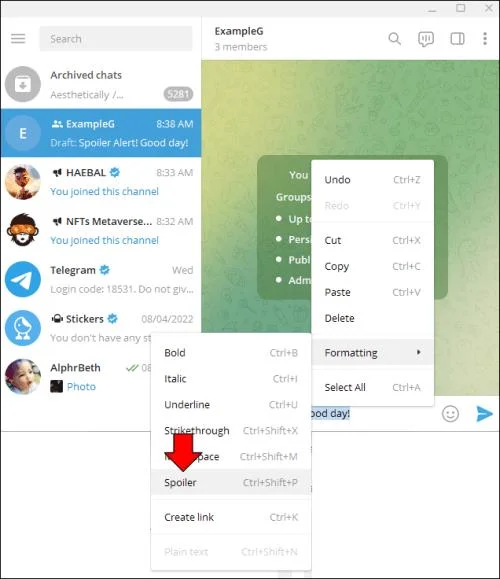 Как да използвате етикета спойлер в Telegram