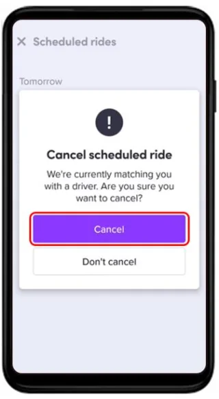 Как да отмените пътуване в Lyft