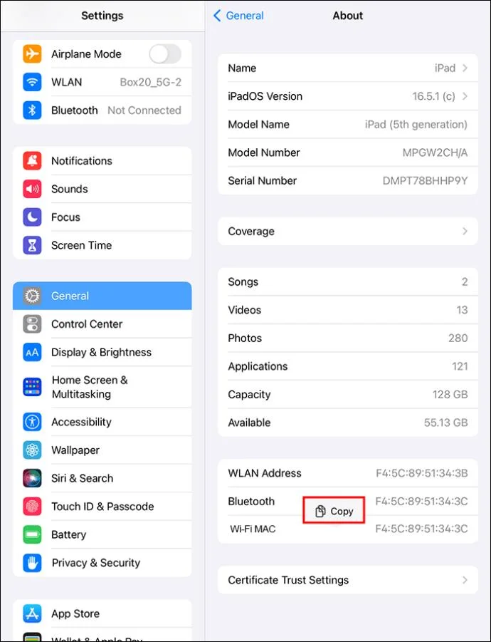 Как да намерите вашия MAC адрес на iPad