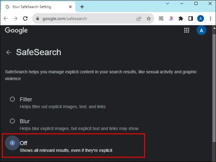 Как да изключите SafeSearch