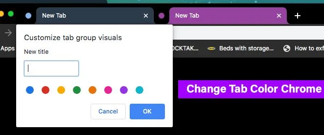 Как да промените цвета на раздела в Chrome
