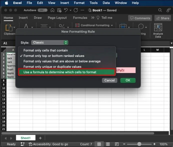 Как да намерите дублиращи се редове в Excel