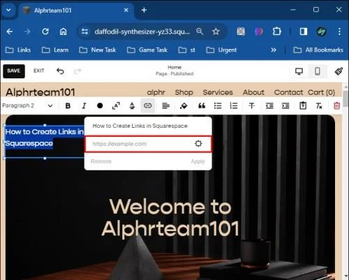 Как да добавите връзка в Squarespace