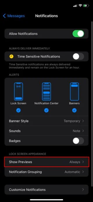 Как да скриете предупрежденията за IMessage