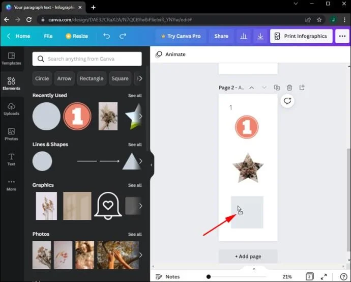 Как да добавите номера на страници в Canva