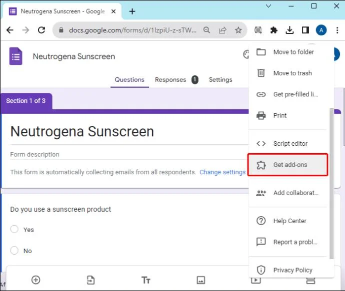 Как да получите известие, когато формуляр е изпратен в Google Forms