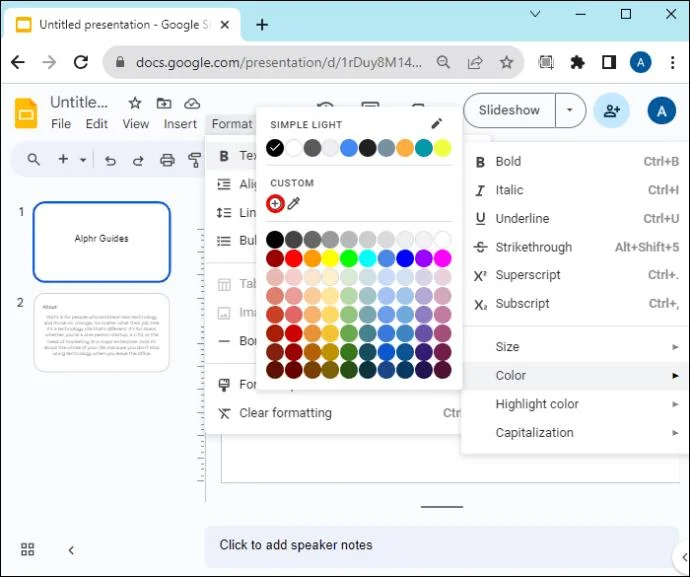 Как да промените цвета на текста в Google Презентации