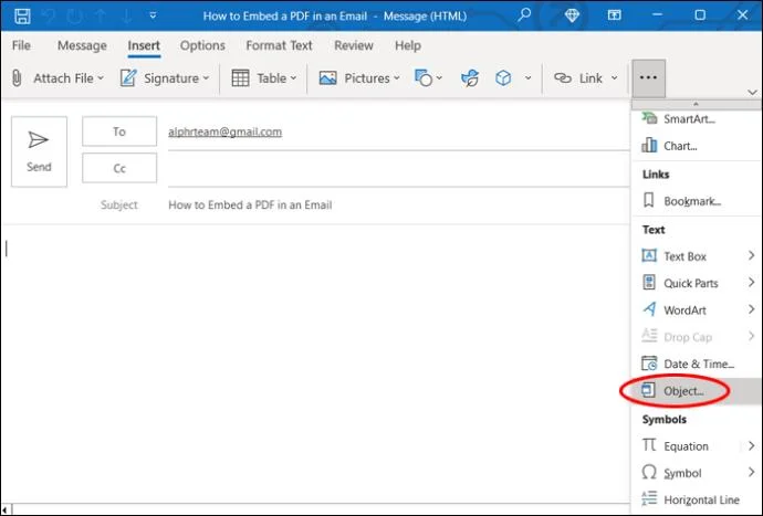 Как да вградите PDF в имейл