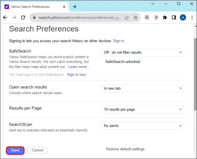 Как да изключите SafeSearch
