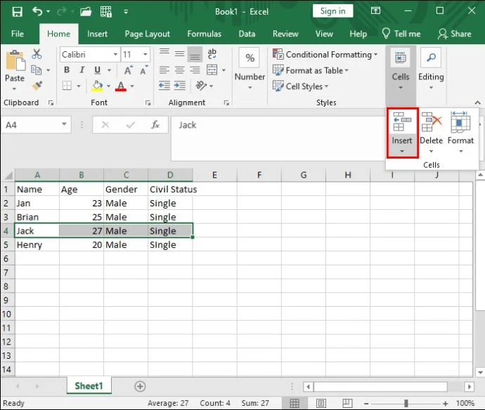 Как да вмъкнете няколко реда в Excel