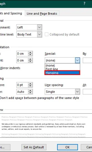 Πώς να δημιουργήσετε μια κρεμαστή εσοχή στο Word