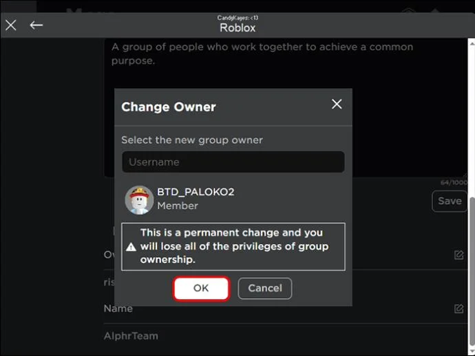 Как да промените име на група в Roblox