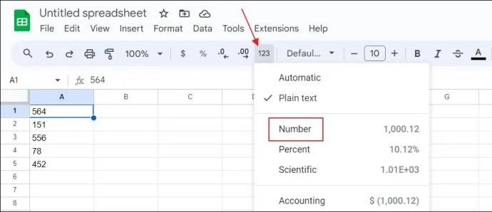Hvordan konvertere tekst til tall i Google Sheets