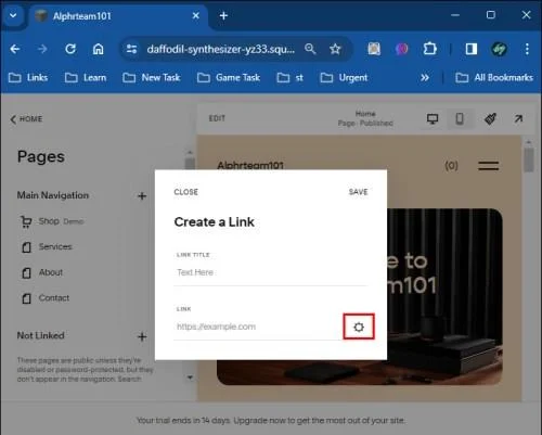 Как да добавите връзка в Squarespace