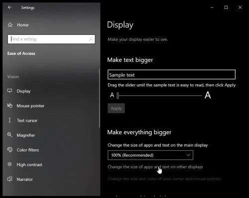Hvernig á að stilla skjástærð í Windows 10