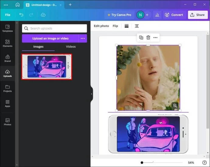Как да добавите снимка към рамка в Canva