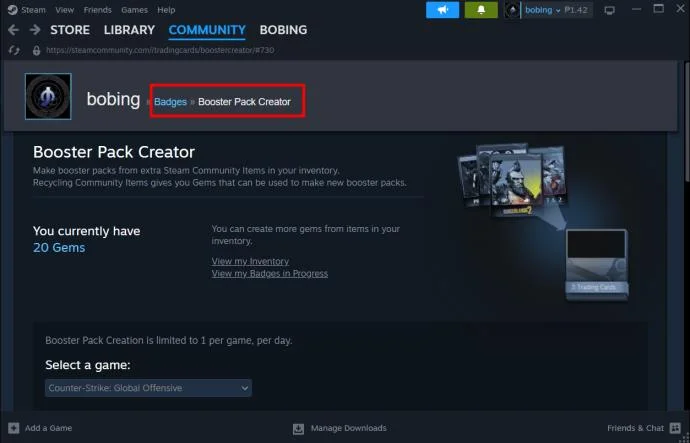 Как да получите бустер пакети в Steam