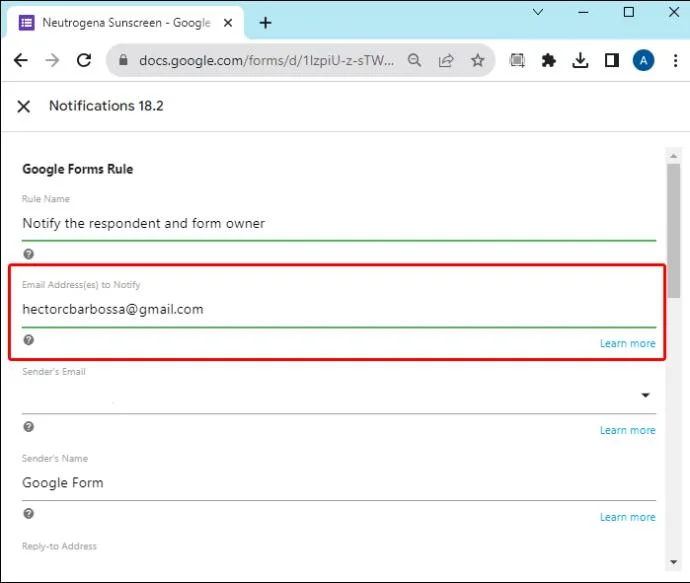 Как да получите известие, когато формуляр е изпратен в Google Forms