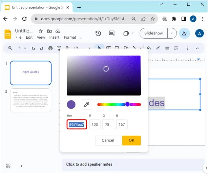 Как да промените цвета на текста в Google Презентации