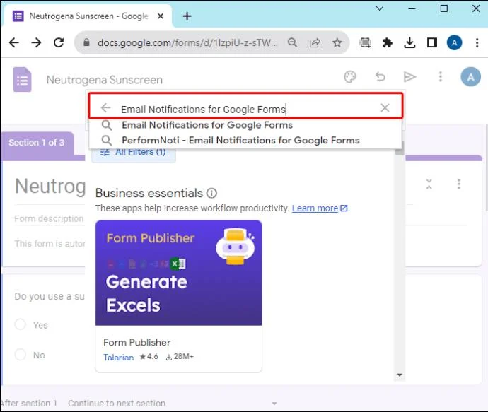 Как да получите известие, когато формуляр е изпратен в Google Forms