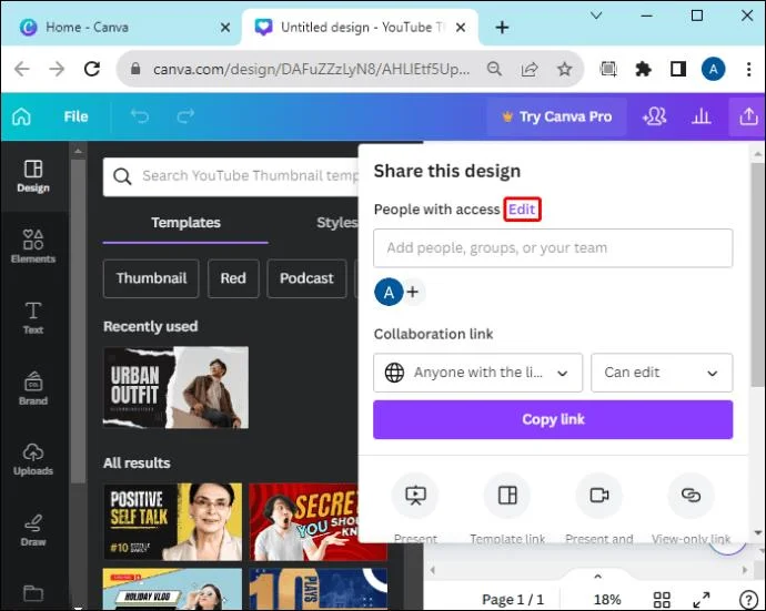 Как да споделите шаблон в Canva