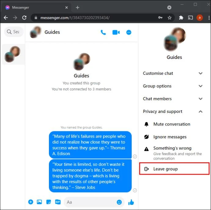Как да напуснете група във Facebook Messenger