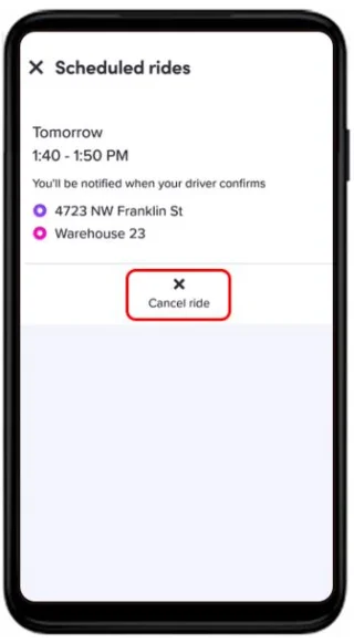 ��ак да отмените пътуване в Lyft