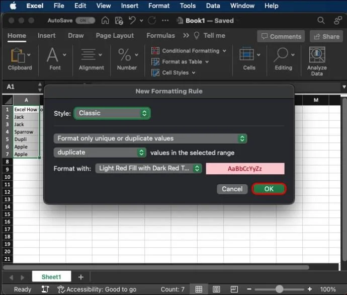 Как да намерите дублиращи се редове в Excel