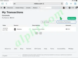 Как да видите историята на покупките в Roblox