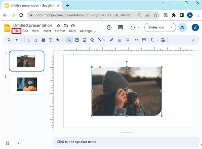 Как да промените формата на изображение в Google Презентации