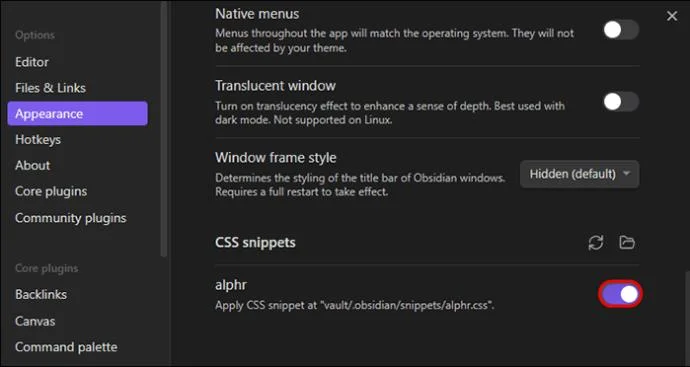 Πώς να χρησιμοποιήσετε αποσπάσματα CSS στο Obsidian