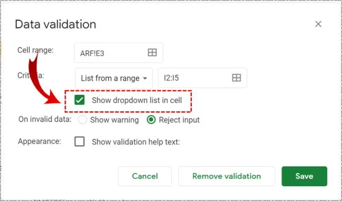 Как да вмъкнете падащи списъци в Google Таблици