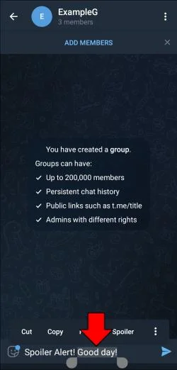 Как да използвате етикета спойлер в Telegram