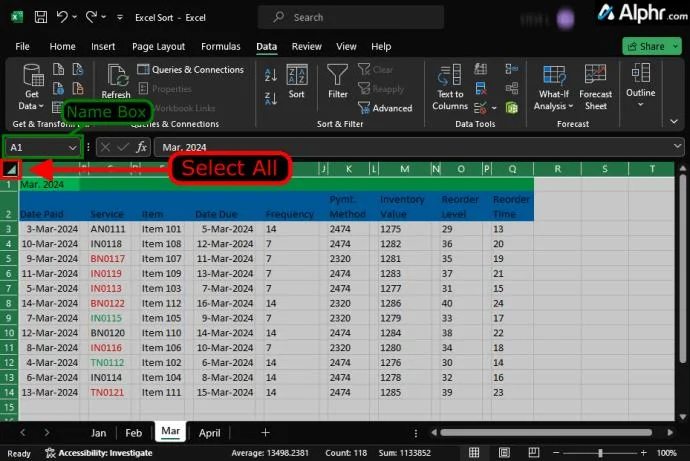 Как да сортирате в Excel