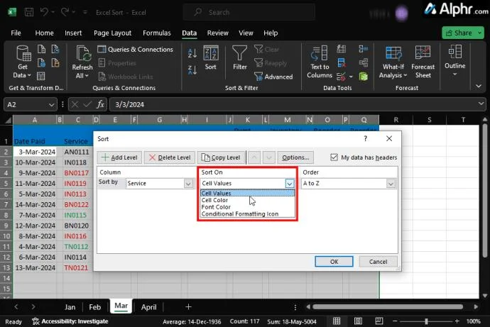 Как да сортирате в Excel