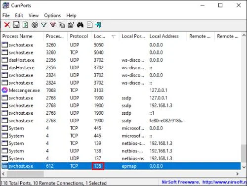 Hvernig á að athuga hvaða höfn eru opin á Windows 10 tölvu