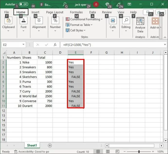 Как да разберете дали стойността е в списък в Excel