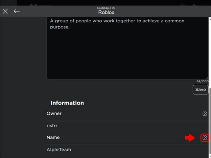 Как да промените име на група в Roblox
