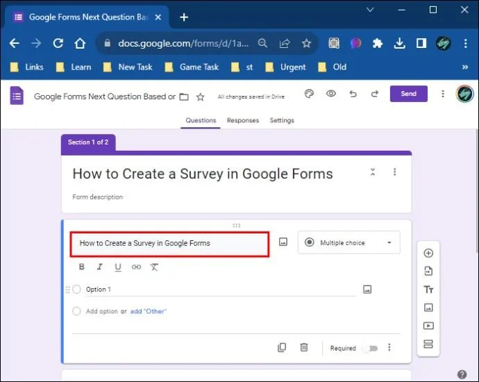 Πώς να αλλάξετε την επόμενη ερώτηση με βάση μια απάντηση στις φόρμες Google