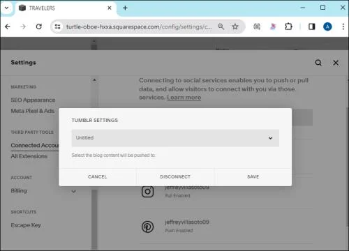 Как да свържете социални медии в Squarespace